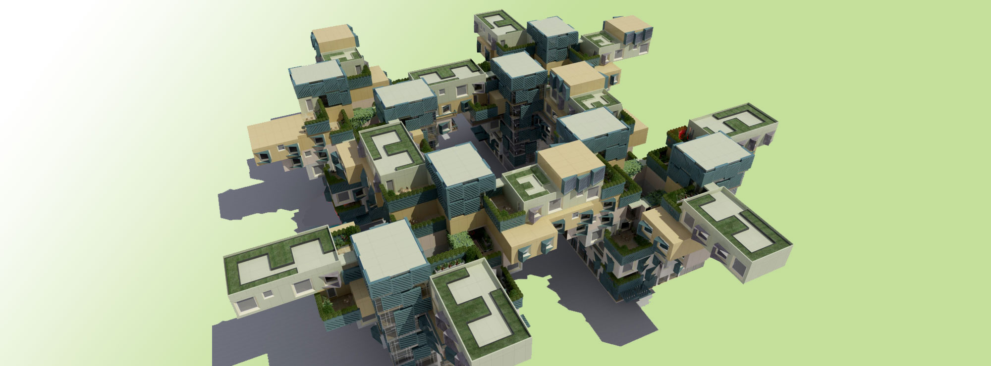 Marwa Al-Sabouni Tree Unit mass housing project aerial render